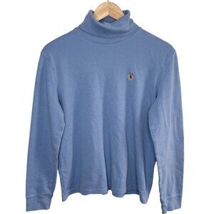 Lauren Ralph Lauren Cotton Periwinkle Blue Turtleneck Long Sleeve Shirt Large